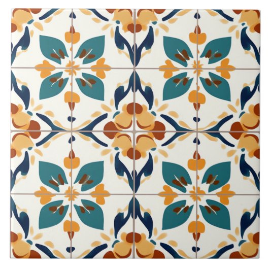 Carreau Turquoise, Rouille et Jaune (Devant)