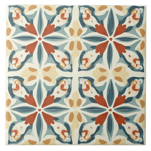 Carreau Turquoise, Rust and Yellow (Devant)