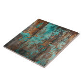 Carreau Turquoise Rustique Patine Abstrait (Côté)