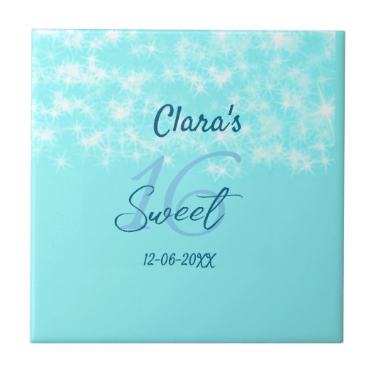Carreau Turquoise sarcelle agate doux 16 anniversaire ajou (Devant)
