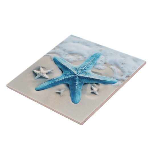 Carreau Turquoise Starfish Seafoam Beach Watercolor (Côté)