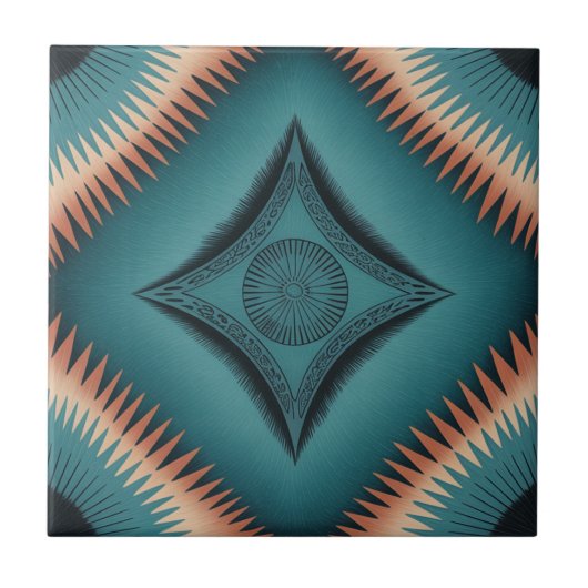 Carreau Turquoise Sunburst de Navajo Peach (Devant)