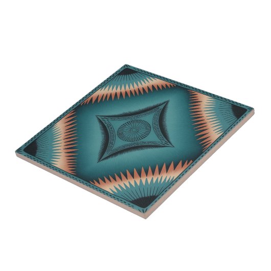Carreau Turquoise Sunburst de Navajo Peach (Côté)