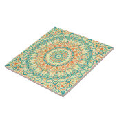 Carreau Turquoise tropical et Motif Mandala orange (Côté)