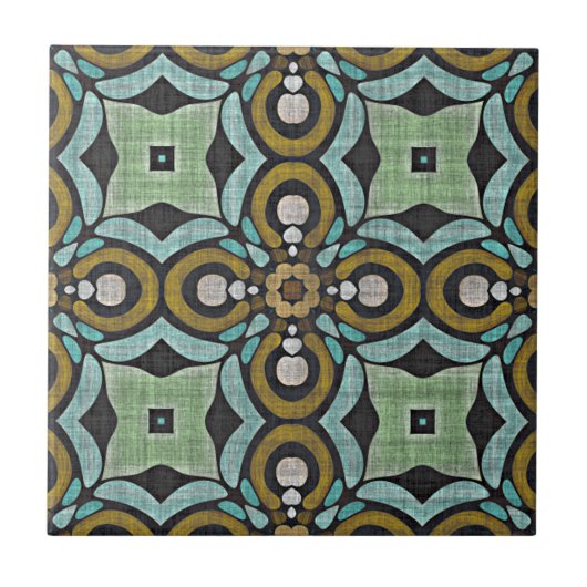 Carreau Turquoise Turquoise Bleu Vert ocre Ethnic Tribe Ar (Devant)