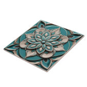 Carreau Turquoise Turquoise Faux Relief Floral Flower Aqua (Côté)