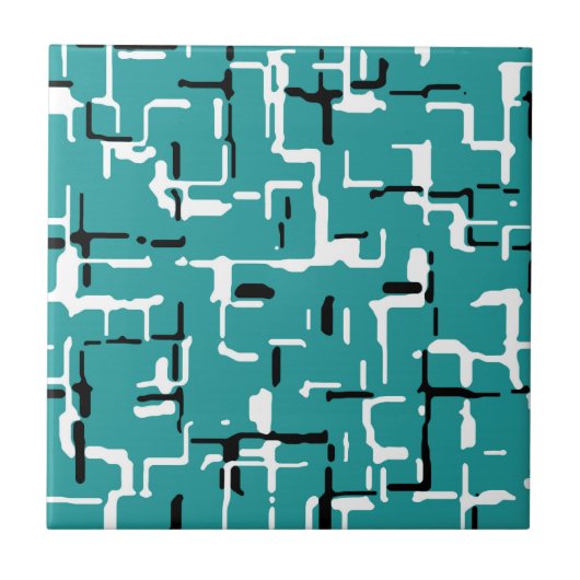 Carreau Turquoise vert noir blanc Motif moderne (Devant)
