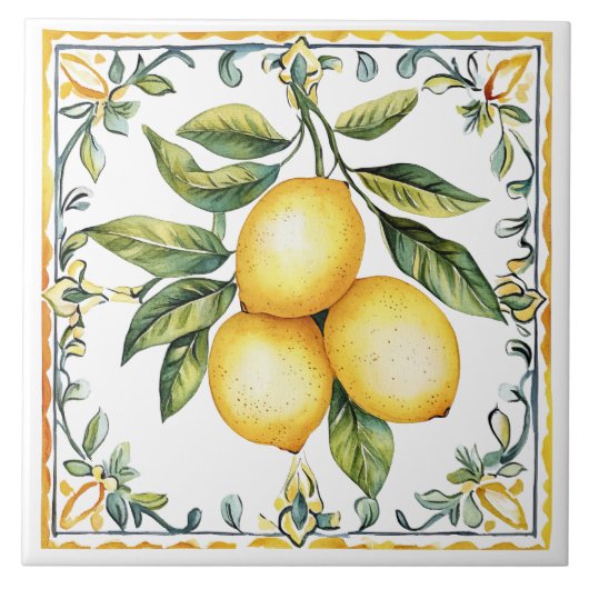 Carreau Tuscan Rustic Mediterranean Yellow Lemon (Devant)
