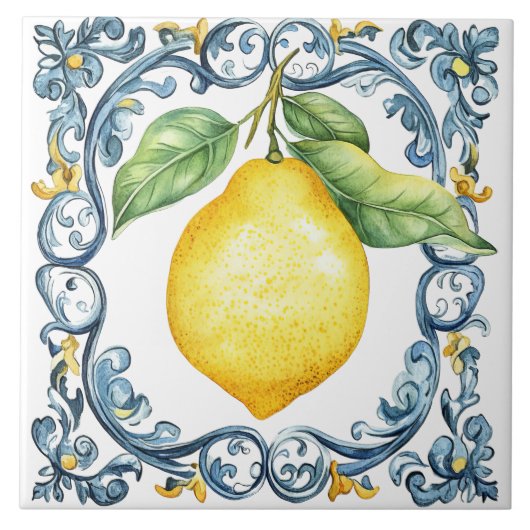 Carreau Tuscan Rustique Méditerranéen Bleu & Jaune (Devant)