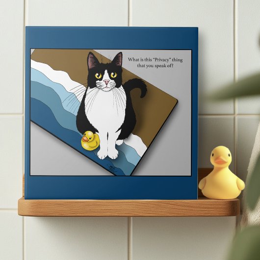 Carreau Tuxedo Cat Funny Bathroom Privacy Blue