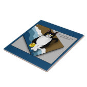 Carreau Tuxedo Cat Funny Bathroom Privacy Blue (Côté)