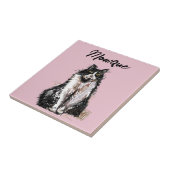 Carreau Tuxedo Chat Cute Chats Noir Blanc Pastel Rose (Côté)