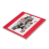 Carreau Tuxedo Chat Cute Jolie Fleurs Chats Aquarelle (Côté)