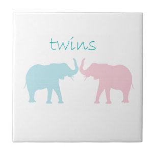 Carreau Twin Elephant Rose Et Bleu
