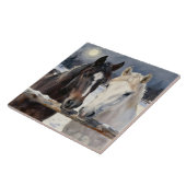 Carreau Two Horses on a Snowy Farm Under the Moon (Côté)