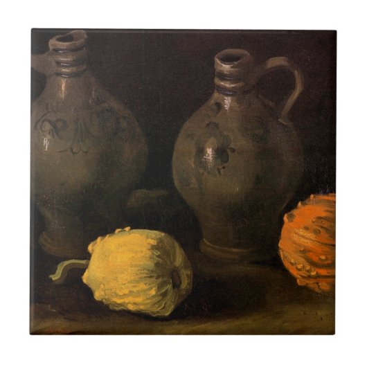 Carreau Two Jars and Two Citrouilles par Vincent van Gogh (Devant)