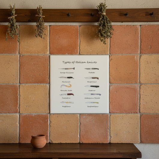Carreau Types de couteaux italiens - Tableau illustré