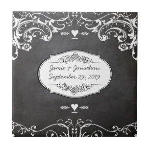 Carreau Typographie de tableau noir pour mariages