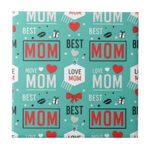 Carreau Typographie maman turquoise moderne motif pop