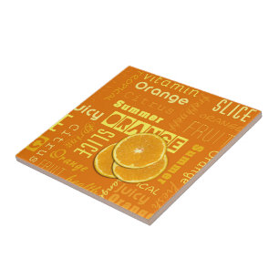 Carreau Typographie orange moderne Fruit Slice