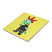 Carreau Tyrannosaurus Rex Habillé Comme Un Punk. (Côté)