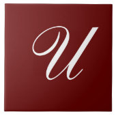 Carreau U Monogramme Blanc initial sur Maroon (Devant)