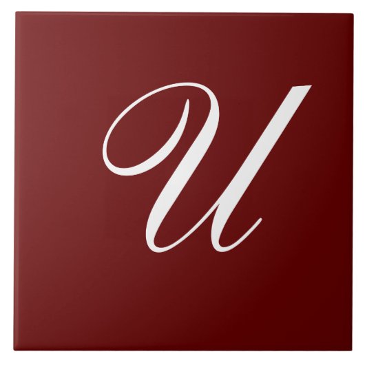 Carreau U Monogramme Blanc initial sur Maroon (Devant)