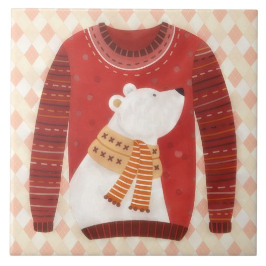 Carreau Ugly Sweater Fun Graphic Art Holiday Tile (Devant)