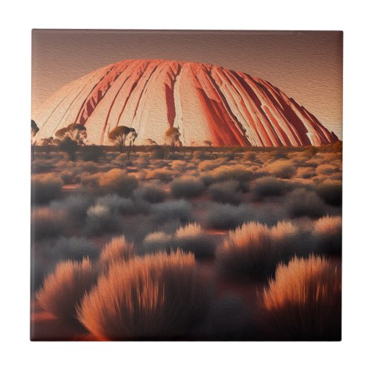 Carreau Uluru "Ayers Rock" Australia Oil Paint, (Devant)
