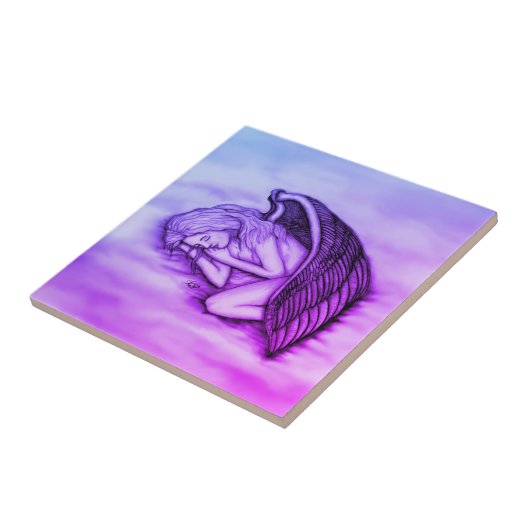 Carreau Un Ange endormi sur les nuages des cieux (Côté)