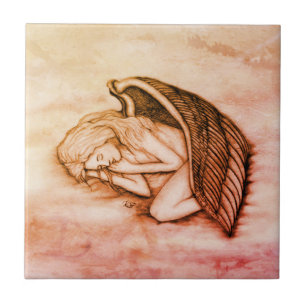 Carreau Un Ange endormi sur les nuages des cieux