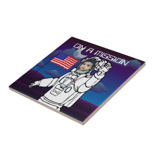 Carreau Un astronaute sur la lune Un garçon de l'espace ex (Côté)