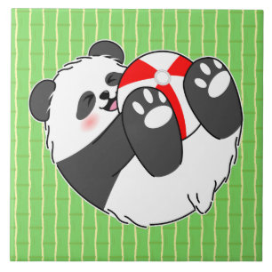 Carreau Un bébé panda mignon jouant avec un ballon