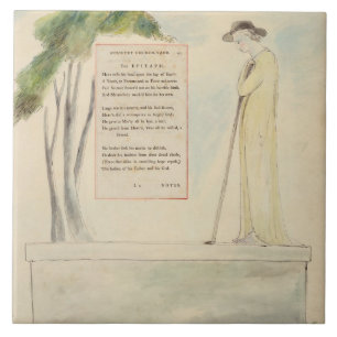 Carreau Un berger lisant l'épitaphe, de l'élégie écrite