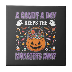 Carreau Un bonbon par jour Halloween T Shirt Design