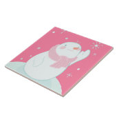 Carreau Un bonhomme de neige atteignant pour un flocon de (Côté)