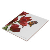 Carreau un bouquet des tulipes rouges est visité par un (Côté)