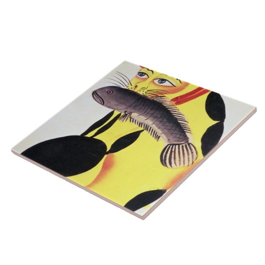 Carreau Un chat avec un poisson dans sa bouche, du Rudyard (Côté)