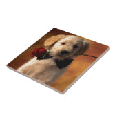 Carreau Un chien avec une fleur (Côté)