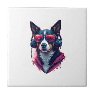 Carreau Un chien Habu portant des lunettes de soleil et de