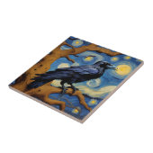 Carreau Un Corbeau dans un vieux chêne La nuit étoilée (Côté)