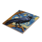 Carreau Un Corbeau dans un vieux chêne La nuit étoilée (Côté)