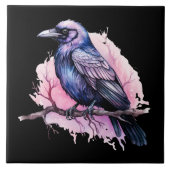 Carreau Un Corbeau noir sur une branche (Devant)