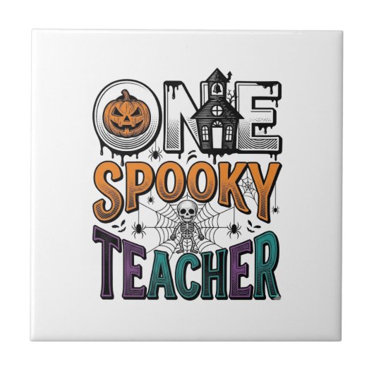 Carreau Un design vectoriel Halloween d'un professeur effr (Devant)