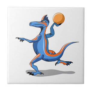Carreau Un Dessin Iguanodon Jouant Au Basket-Ball.