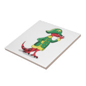 Carreau Un Dessin Tyrannosaur Rex Habillé Comme Napoléon. (Côté)