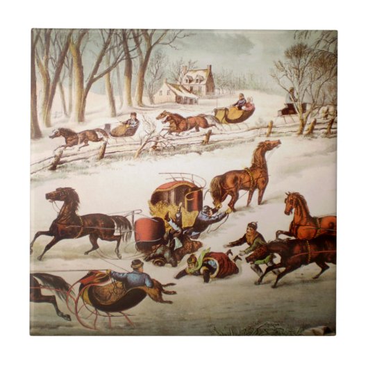 Carreau Un déversement sur la tuile de neige (Devant)