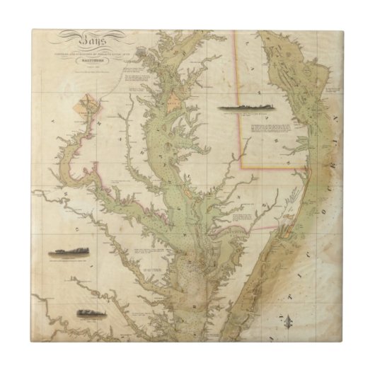 Carreau Un diagramme du chesapeake et des baies de (Devant)