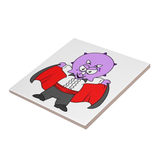 Carreau Un Dinosaure De Ceratops Habillé Comme Comte Dracu (Côté)