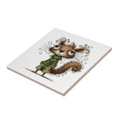 Carreau Un écureuil en peluche verte (Côté)